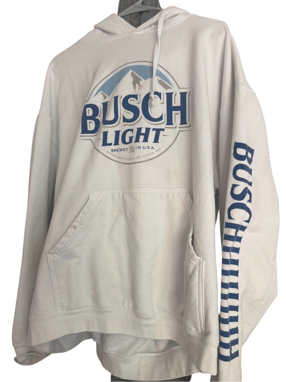 Oversized Streetwear Busch Light White Logo Hoodie